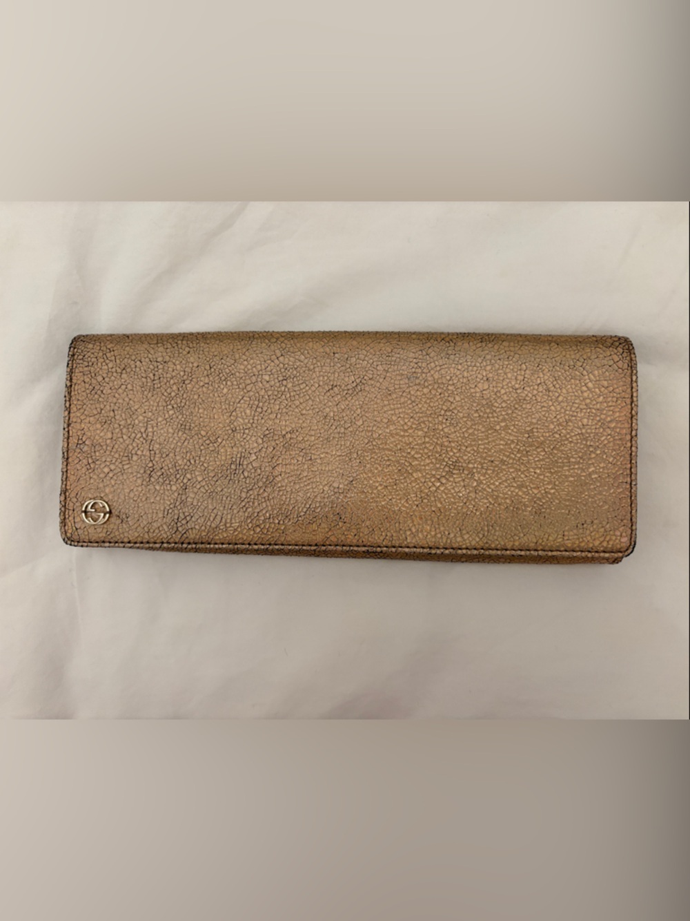 Gucci Crinkled Iridescent Clutch with GG logo
